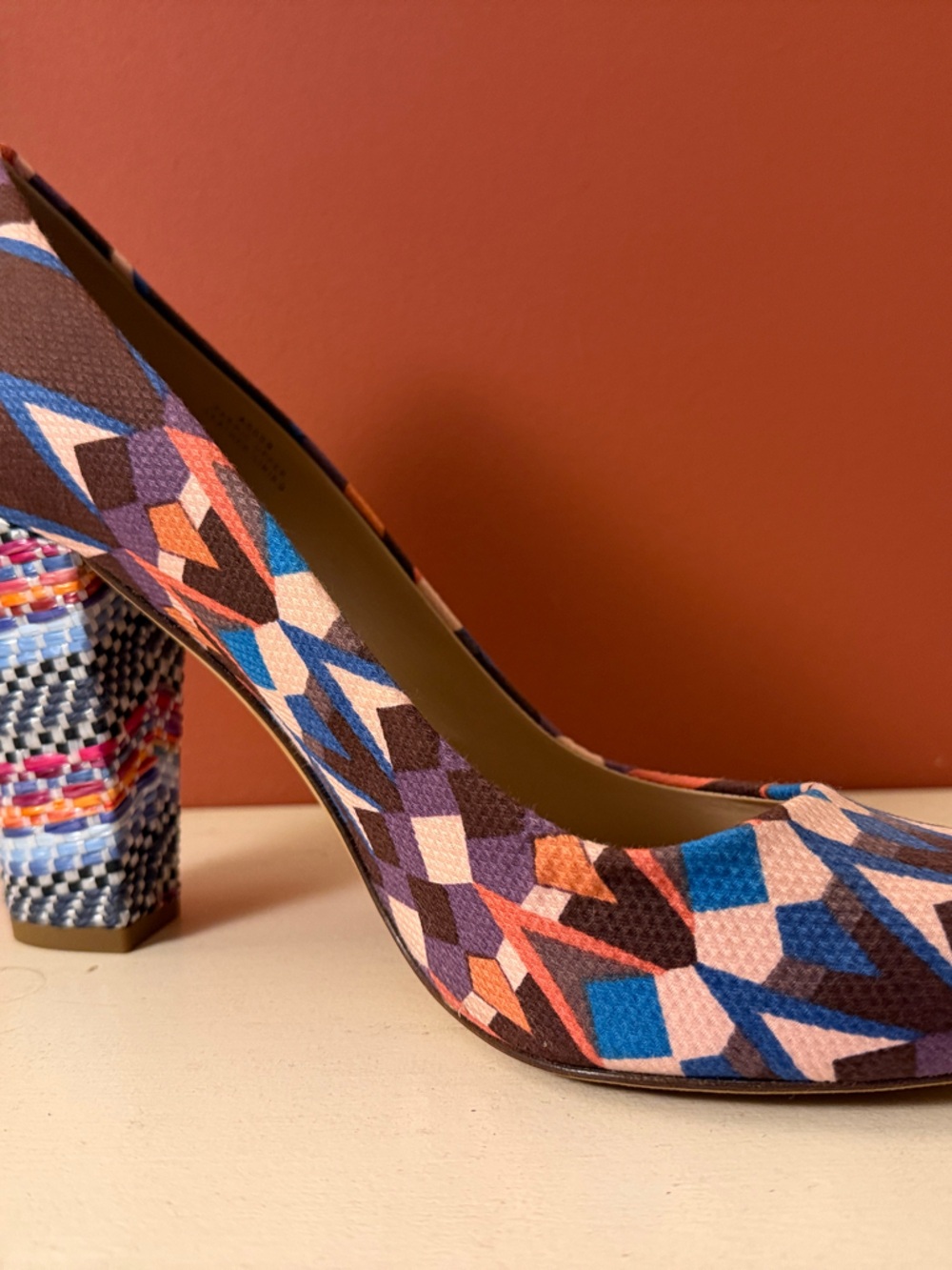J. Crew Multicolor Geometric Block Heel Pumps